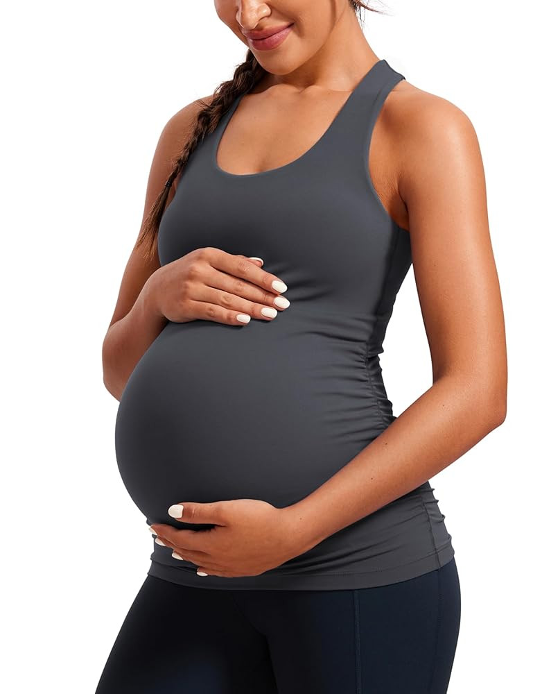 CRZ YOGA Butterluxe Womens Racerback Maternity Tank Tops Ruched Sleeveless Pregnancy Yoga Tee wit... | Amazon (US)