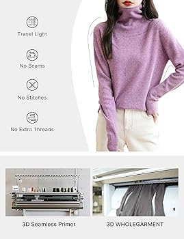 Women's 100% Merino Wool Seamless Sweater Turtleneck First-Line Ready to Wear Long Sleeve Knitted... | Amazon (US)