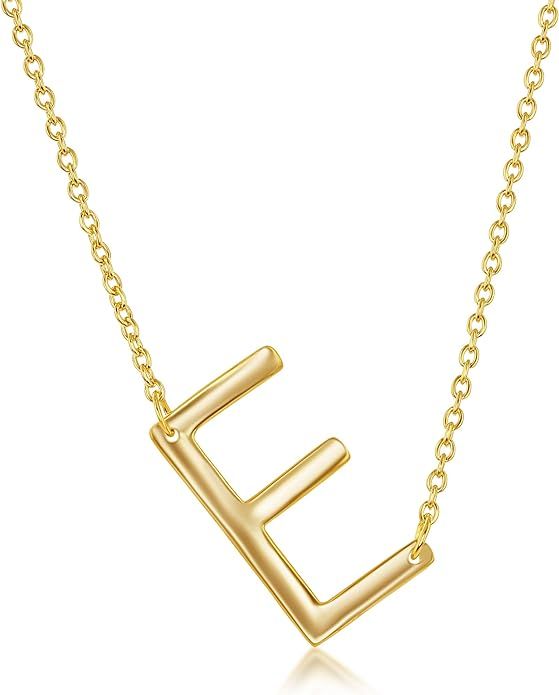 Beaux Bijoux Sideways Initial Necklaces for Women | 14k Gold and Silver Letter Necklaces | Unique... | Amazon (US)