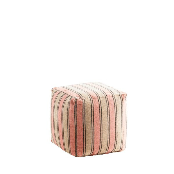 Madam Stoltz Striped Cotton Pouf - Trouva | Trouva (Global)