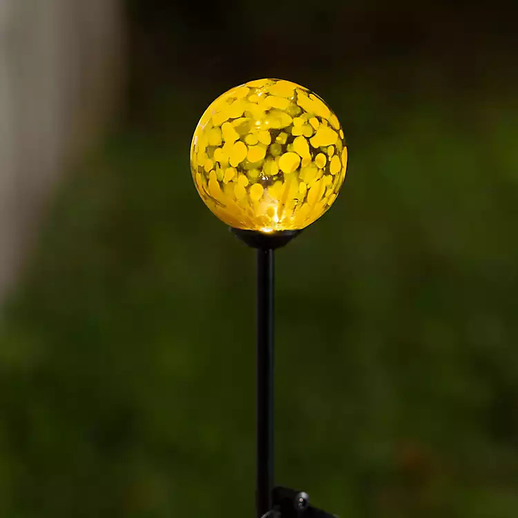 New! Dark Yellow Glass Gazing Orb Solar Stake | Kirklands