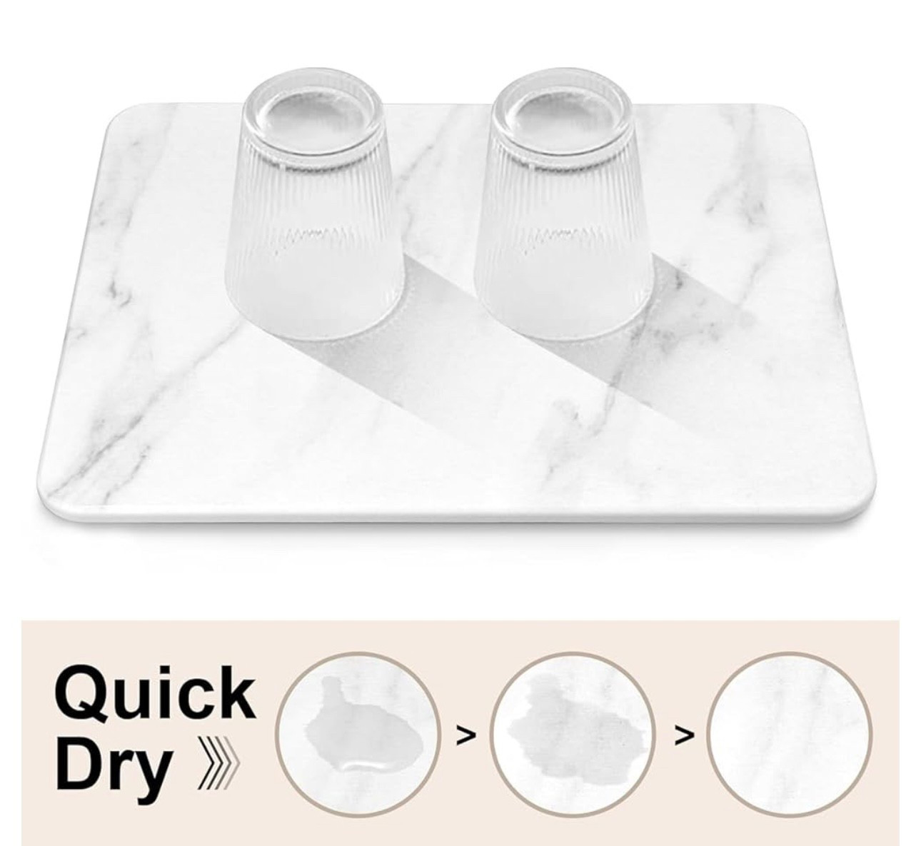 Large Stone Dish Mats for Kitchen Counter, 21.7"(L)×15.8"(W), 

Quick Dry Super Absorbent Dish Drying Mat, (White Marble)

#LTKHome