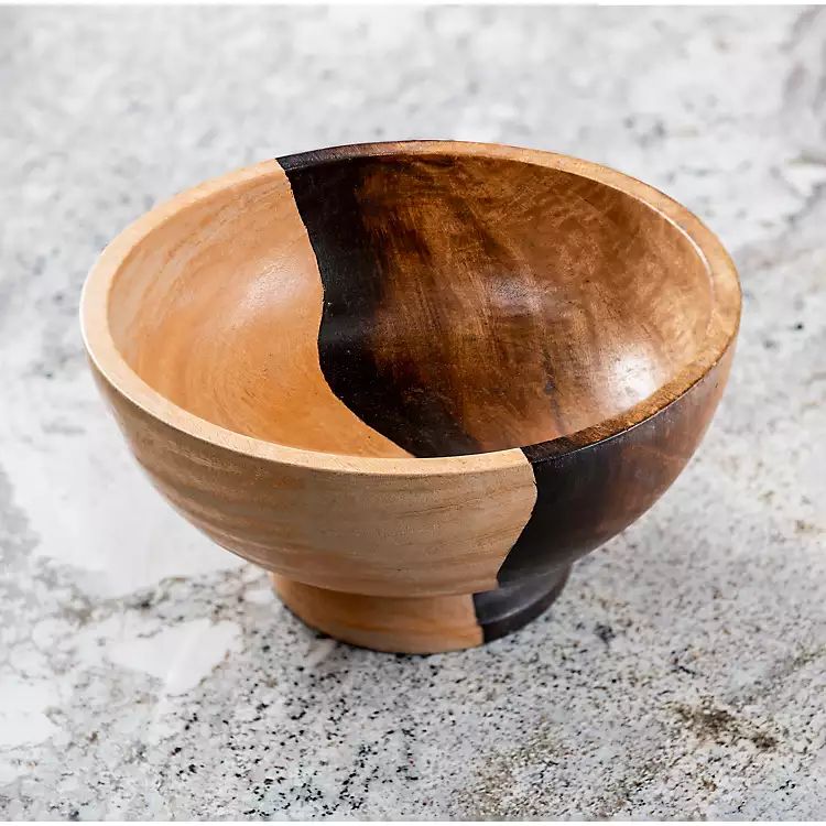 Two-Tone Brushed Mango Wood Bowl | Kirkland's Home