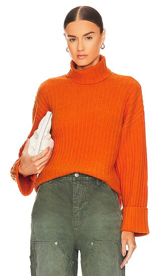 Dallas Relaxed Turtleneck Sweater in Burnt Orange | Revolve Clothing (Global)
