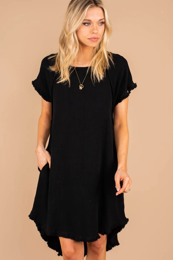 Give Your Love Black Raw Hem Dress | The Mint Julep Boutique