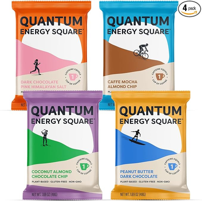 QUANTUM Organic Caffeinated Energy Bars - 10g Plant Based Protein - 1 Cup of Coffee per Bar - Veg... | Amazon (US)