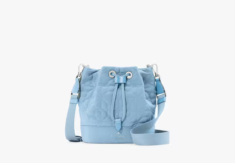 Kate Spade Flower Quilted Fabric Bucket Bag, Montauk Blue | Kate Spade Outlet