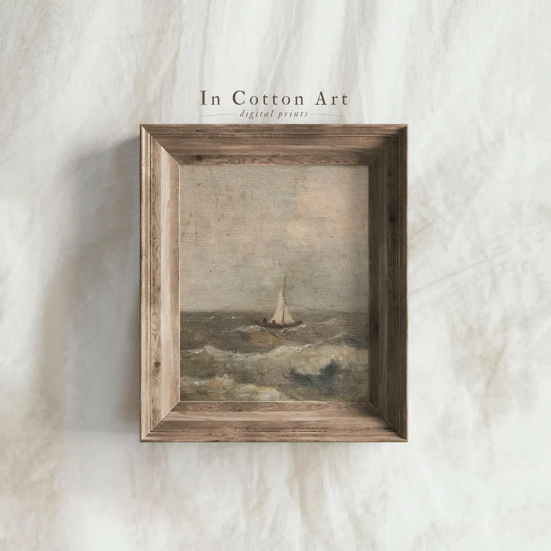 Nautical Ocean Painting Download | Vintage Seascape PRINTABLE Art | Coastal Wall Decor DIGITAL | ... | Etsy (US)
