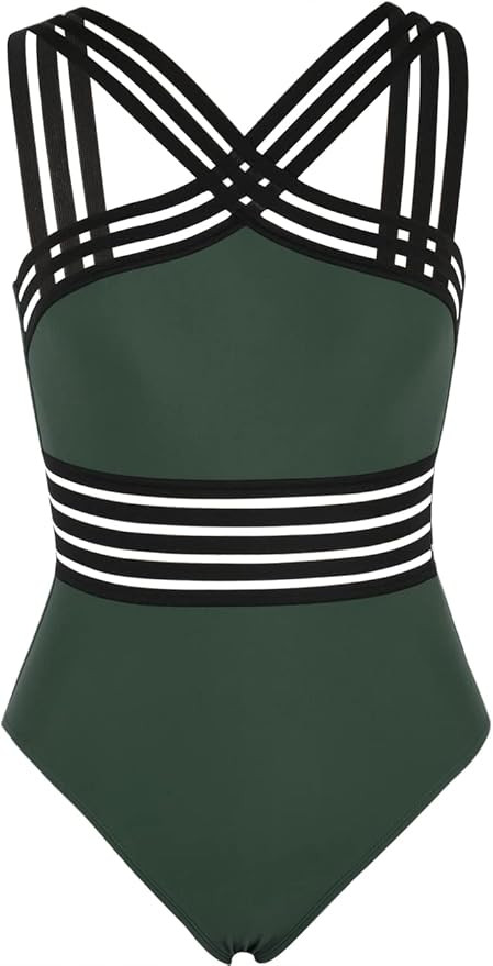 Hilor Women's One Piece Swimwear Front Crossover Swimsuits Hollow Bathing Suits Monokinis | Amazon (US)