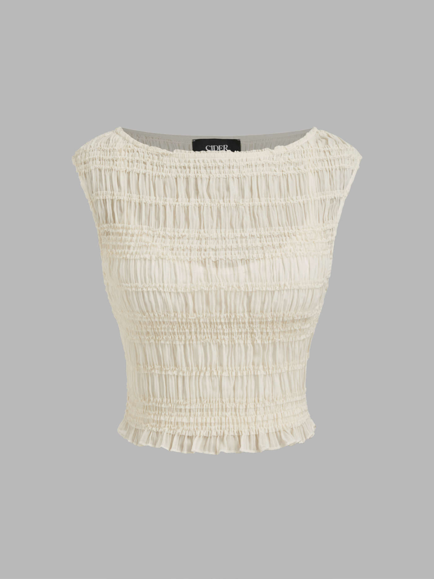 Woven Boat Neck Shirred Top & Cami Top For Daily Casual | Cider