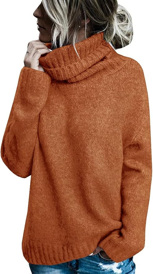 FISACE Womens Oversized Turtleneck Pullover Sweaters Cable Knit Long Sleeve Sweater Tops | Amazon (US)
