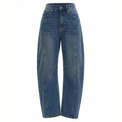 INSPIRE CHIC Women's Barrel High Waisted Casual Wide Leg Baggy Denim Jeans Pants X-Large Vintage Blue | Target
