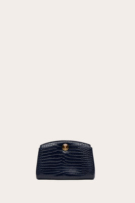 Pushlock Clutch Navy Croc | LITTLE LIFFNER