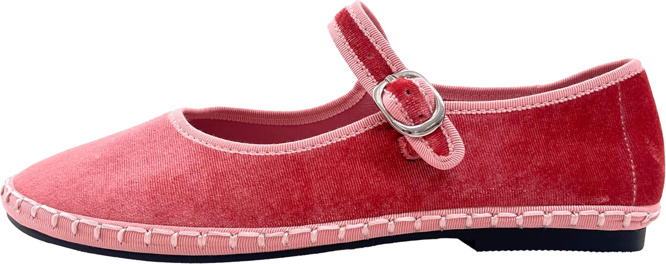 Women's Mary Jane Ballet Flats with Silver Buckle Strap Round Toe Slip-On Shoes Comfortable Casua... | Amazon (US)