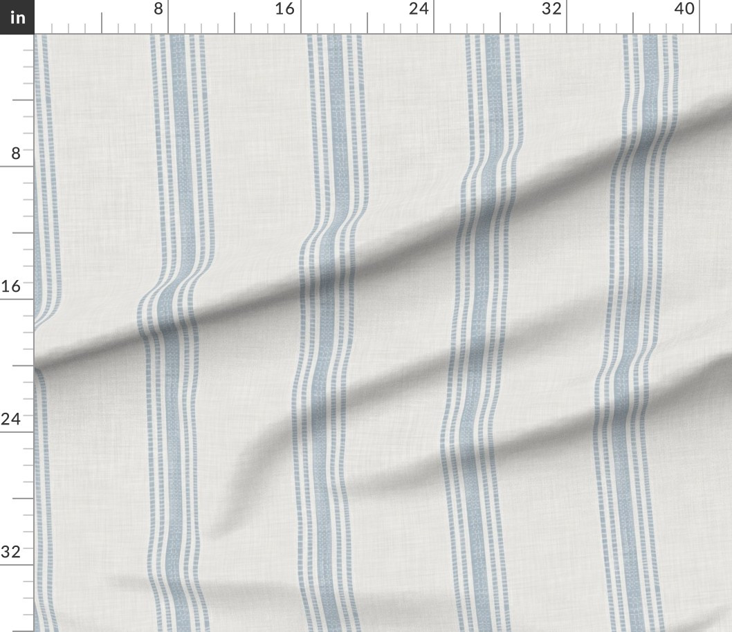 L French Blue Provincial Grain Sack - Vertical Stripe - Chambray Blue Fabric | Spoonflower | Spoonflower