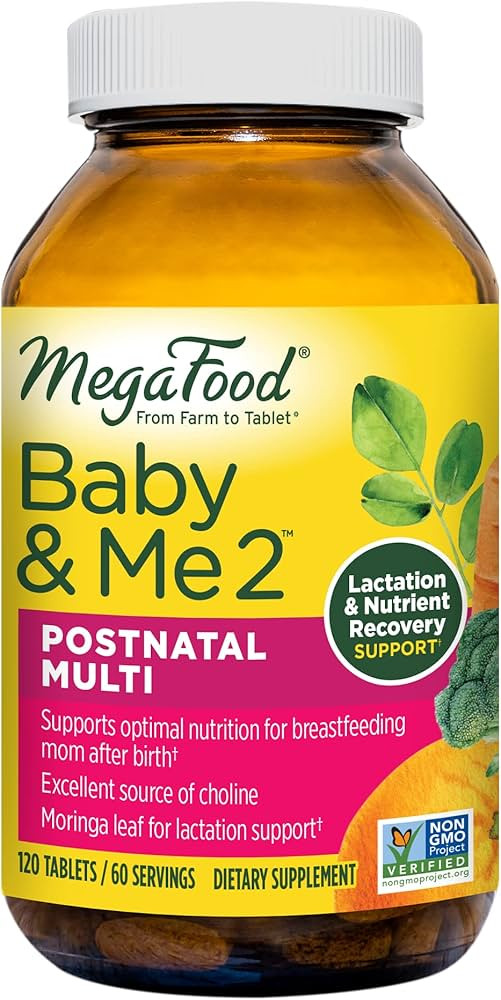 MegaFood Baby & Me 2 Postnatal Vitamins for Breastfeeding Moms with Folate (Folic Acid Natural Fo... | Amazon (US)