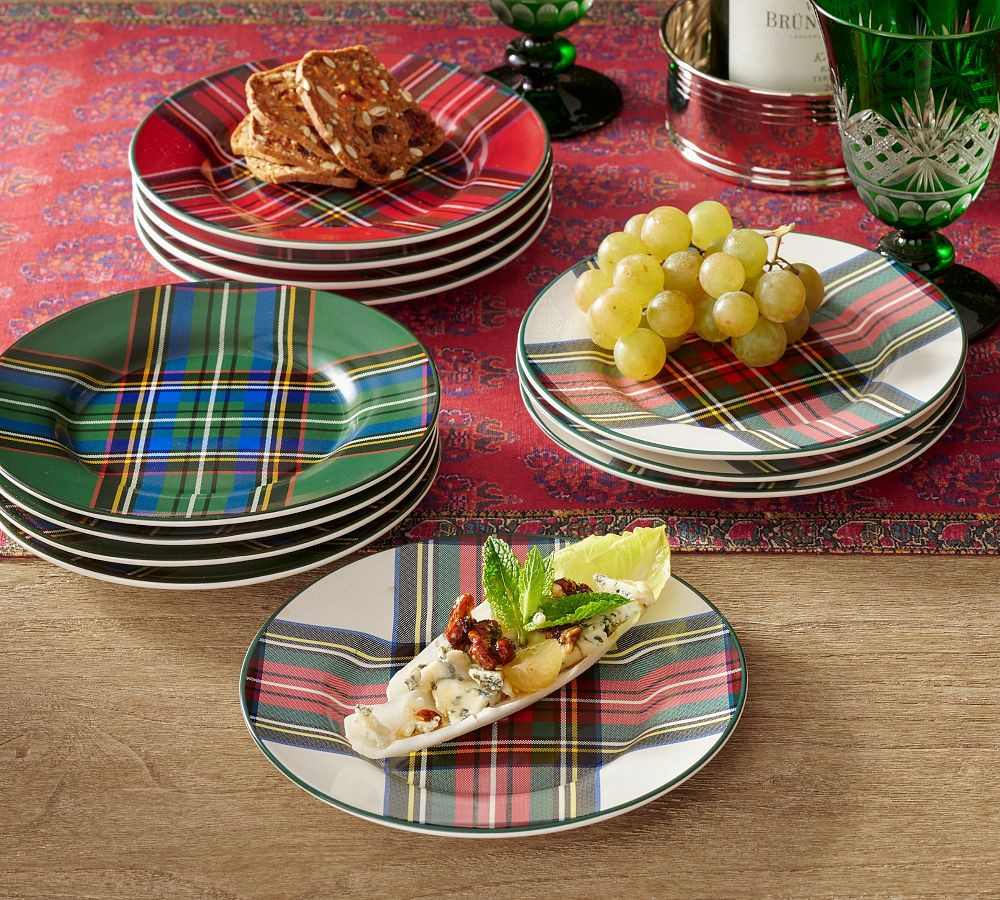 Stewart Plaid Appetizer Plates - Set of 12 | Pottery Barn (US)
