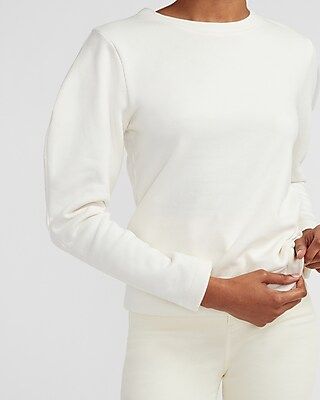 Puff Sleeve Crew Neck Sweatshirt | Express