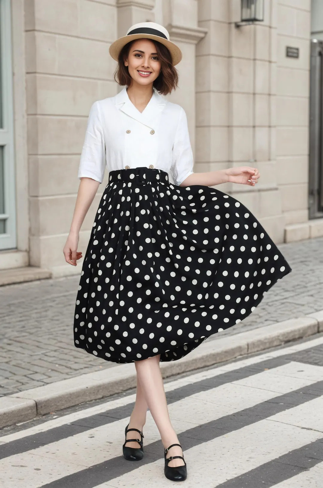 Audrey Hepburn Style Polka Dot Midi Skirt: High-waisted Satin A-line, Xiaolizi 5739 - Etsy | Etsy (US)