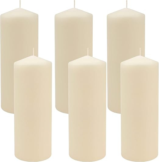 Stonebriar 80 Hour Long Burning Unscented Pillar Candles, 3x8, Ivory, 6 count | Amazon (US)