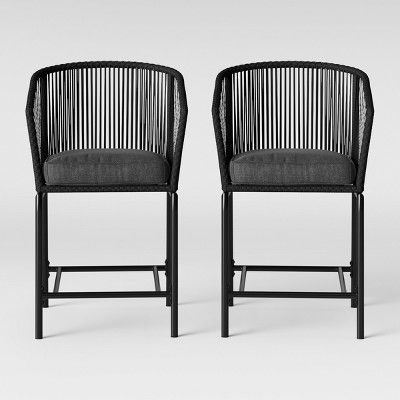 Standish 2pk Bar Height Patio Chair Charcoal - Project 62™ | Target