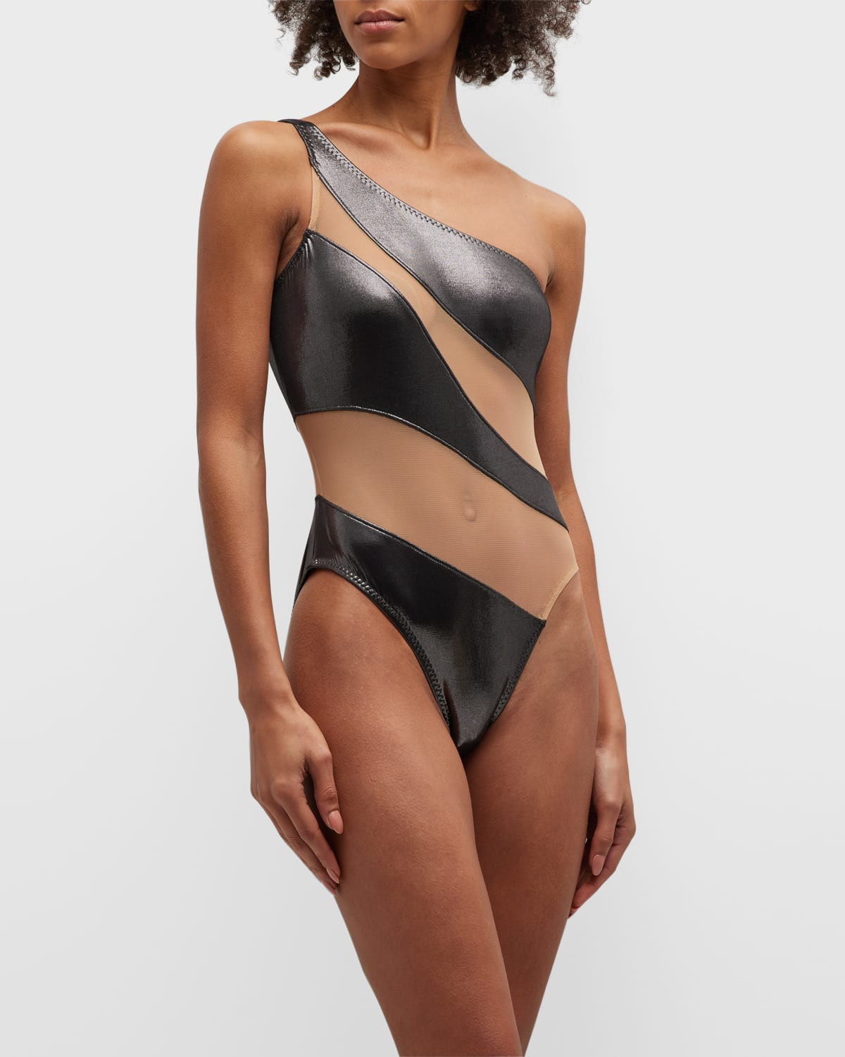 Snake Mesh One-Piece Swimsuit | Neiman Marcus