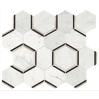 American Olean Genuine Stone Carrara 12-in x 15-in Polished Natural Stone Marble Honeycomb Floor ... | Lowe's