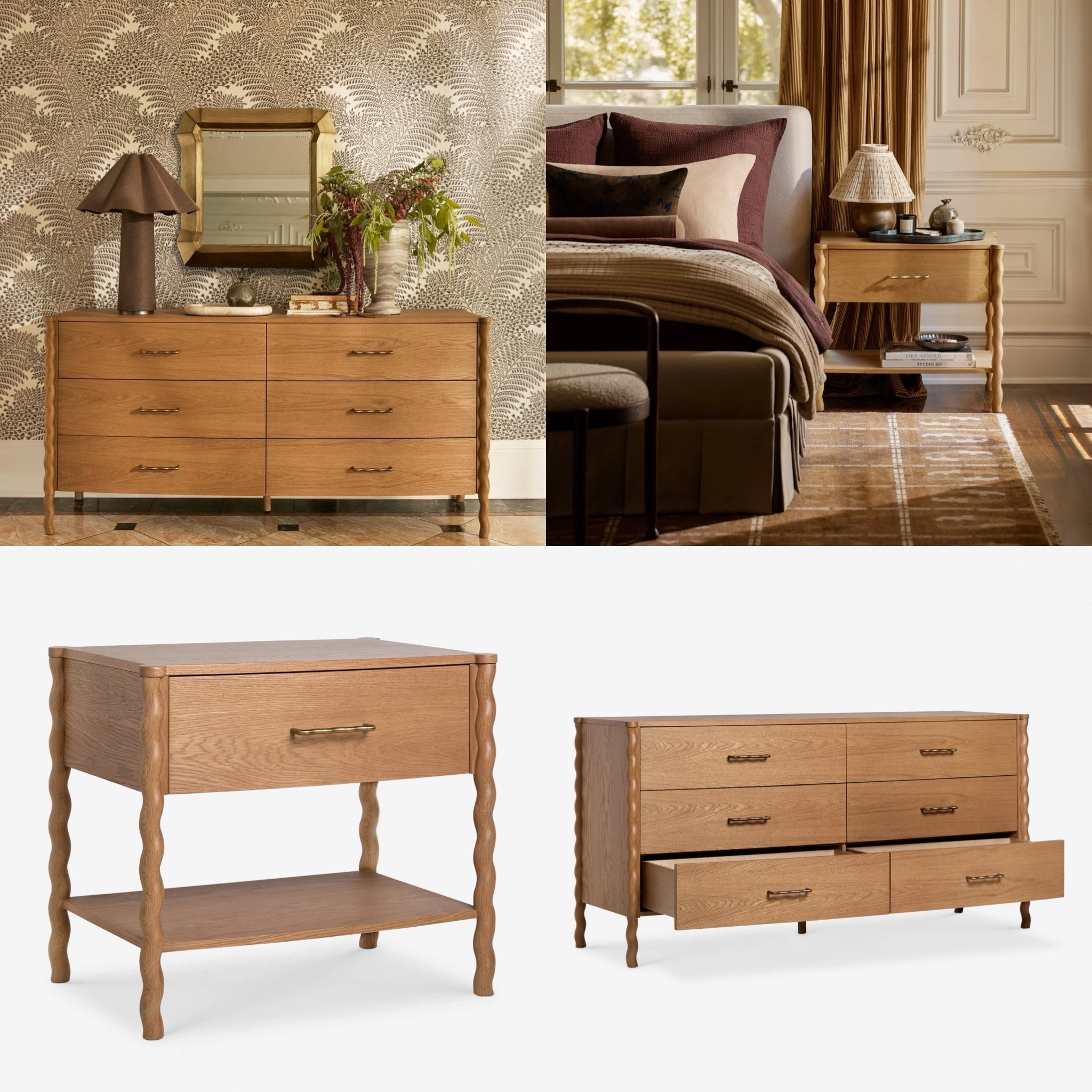 Trend alert—- turned legs and wavy detailing  for a clean-lined silhouette. Lulu and Georgia’s new Norma collection includes  solid oak wood nightstand and dresser designs with wavy detailing and turned legs which add a touch of sophistication and playfulness. #nightstand #dresser #falldecor #homedecor

#LTKSeasonal #LTKHome #LTKFamily