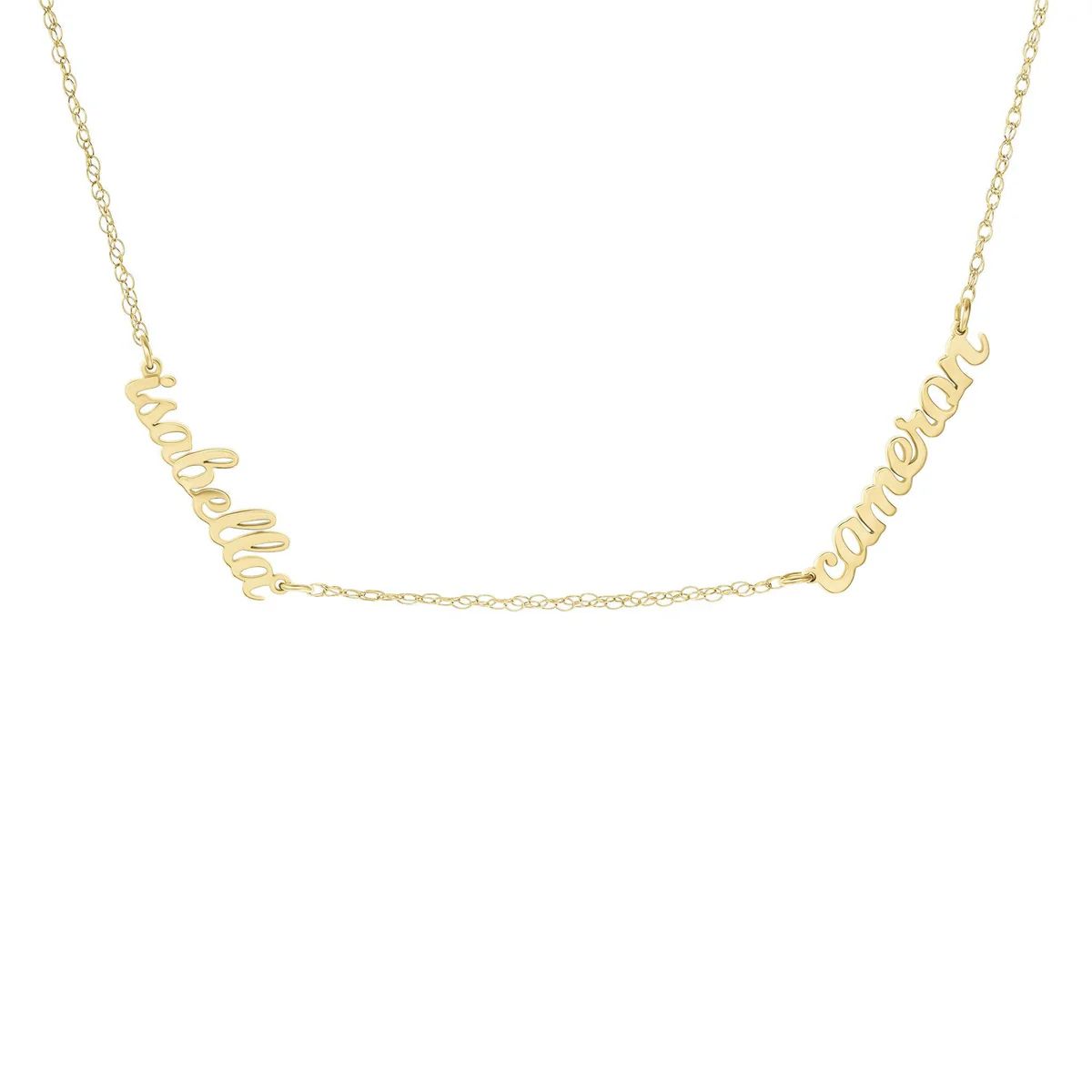 Gold Script Nameplate Necklace - 2 Names | Tiny Tags