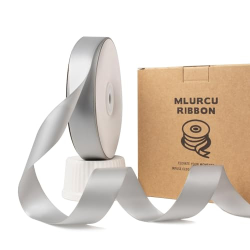 Light Silver Ribbon 1 Inch Silver Satin Ribbon 50 Yards Double Faced Satin Ribbon Silver Silk Ribbon Thick Silver Ribbon for Gift Wrapping Flower Bouquet Wedding Invitations Hair Bows Crafts | Amazon (US)