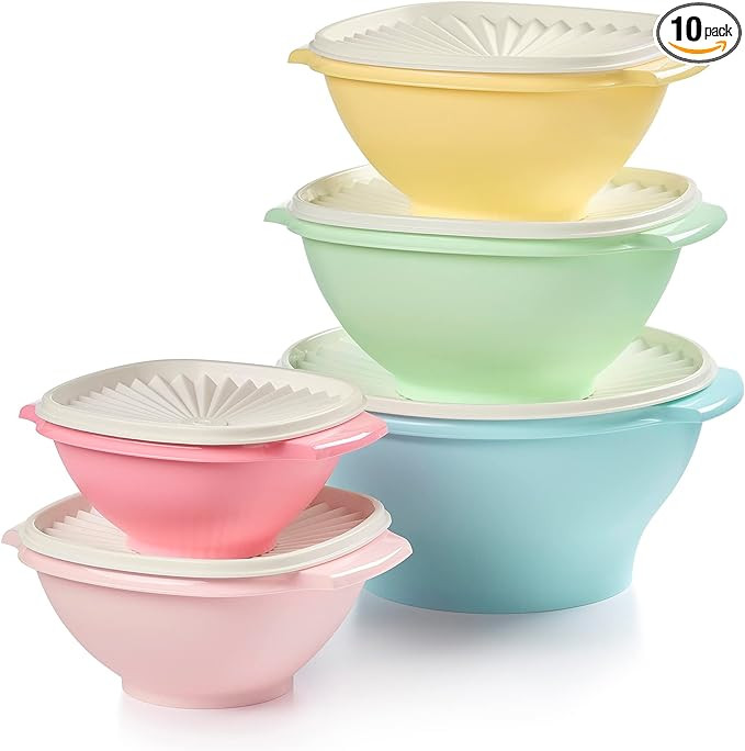 Tupperware Heritage Collection 5 Bowls + 5 Lids (10 Piece) Food Storage Container Set in Vintage ... | Amazon (US)