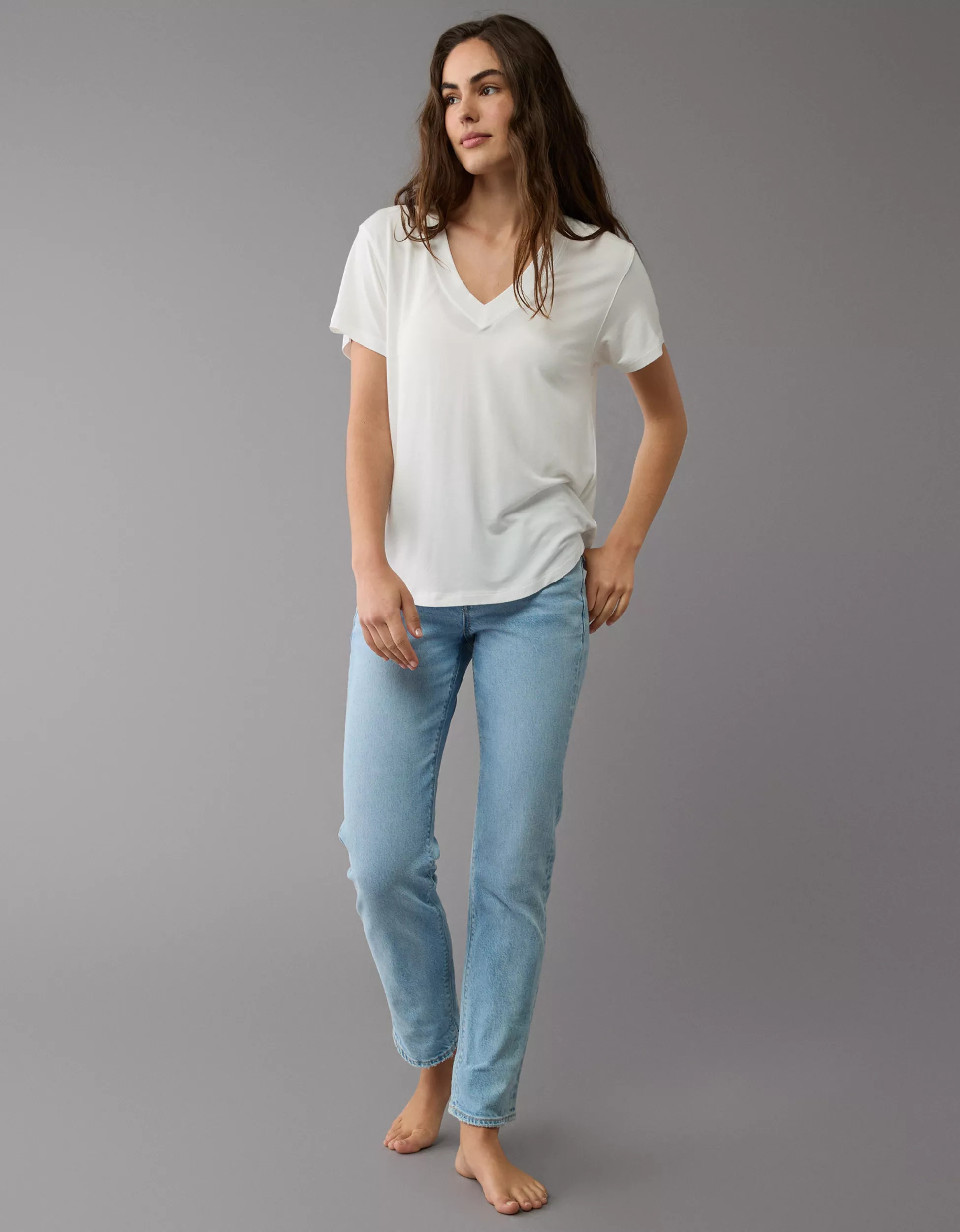 AE Soft & Sexy Oversized V-Neck T-Shirt | American Eagle Outfitters (US & CA)