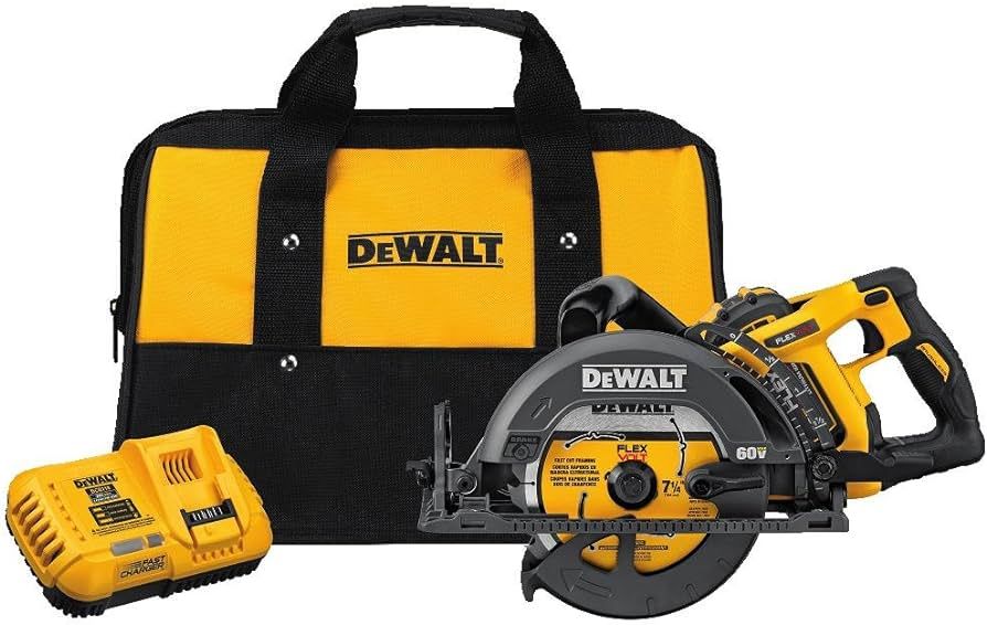 DEWALT FLEXVOLT 60V MAX* Circular Saw Kit, 7-1/4-Inch, Worm Style, 9.0Ah Battery (DCS577X1) | Amazon (US)