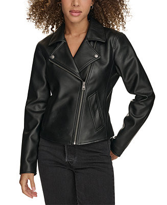 Levi's Women's Faux-Leather Asymmetric-Zip Moto Jacket - Macy's | Macy's