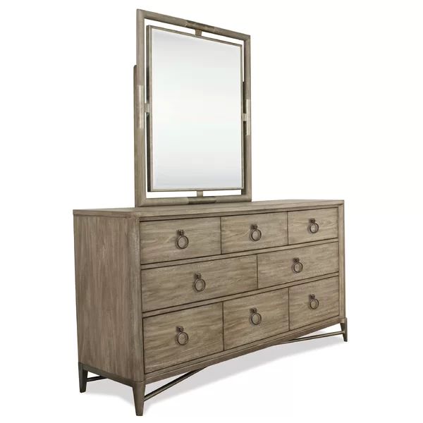 Gambrell 8 Drawer 67'' W Solid Wood Chest with Mirror | Wayfair North America