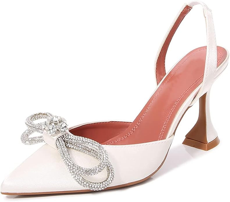 ARQA Women's High Heel Pumps Backless Slip-on Stilettos Rhinestone Sandals | Amazon (US)