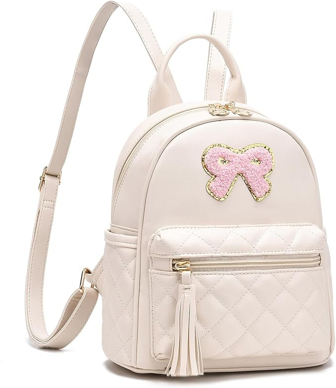 I IHAYNER Mini Backpcak for Girls Small Bowknot Quilted Leather Backpack Purse for Women Cute Tre... | Amazon (US)