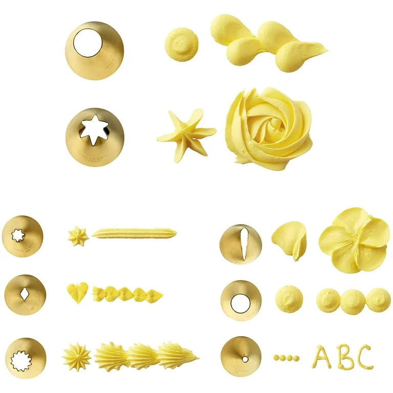 Wilton Navy Blue and Gold Piping Tips and Cake Decorating Supplies Set, 17-Piece | Walmart (US)