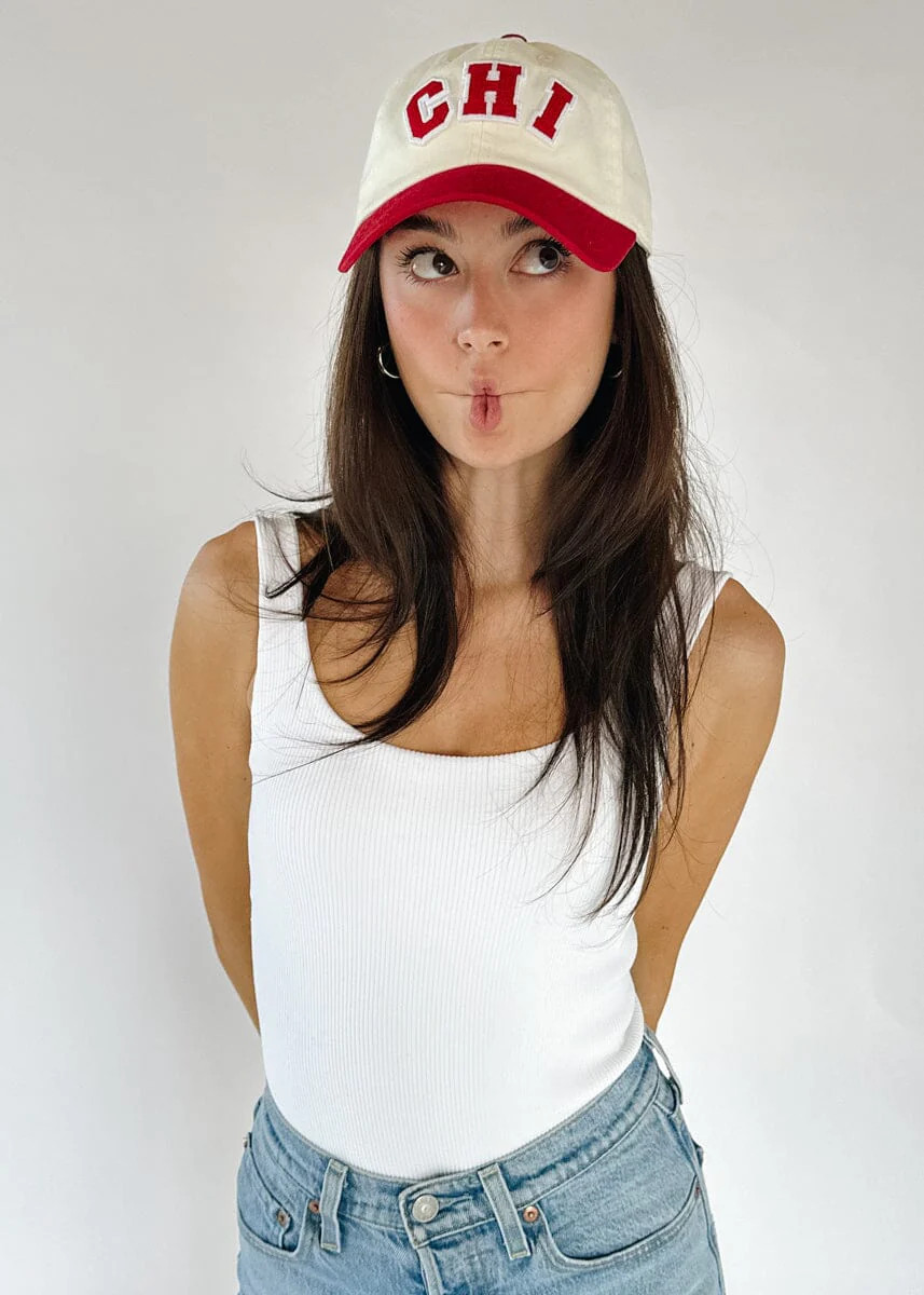 Chi 2-Tone Baseball Cap - Red | Alice & Wonder