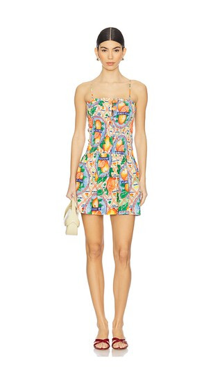 Fleur Shirred Mini Dress in Orange Wrappers | Revolve Clothing (Global)