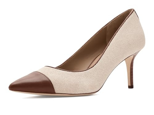 Lauren Ralph Lauren, Women's, Lanette III Canvas & Leather Pumps, Natural/Buff/Lauren Tan, 8.5, Medium | Amazon (US)