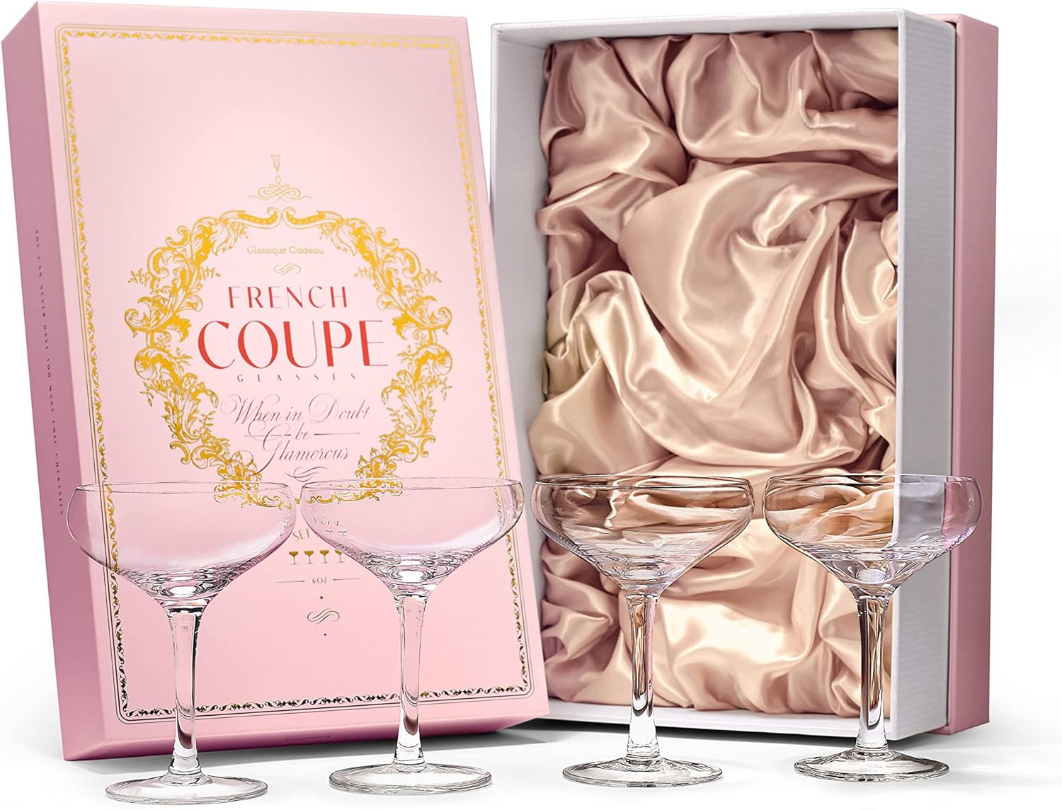 GLASSIQUE CADEAU French Small Vintage Champagne Coupe Glasses | Set of 4 | 6 oz Crystal Classic C... | Amazon (US)