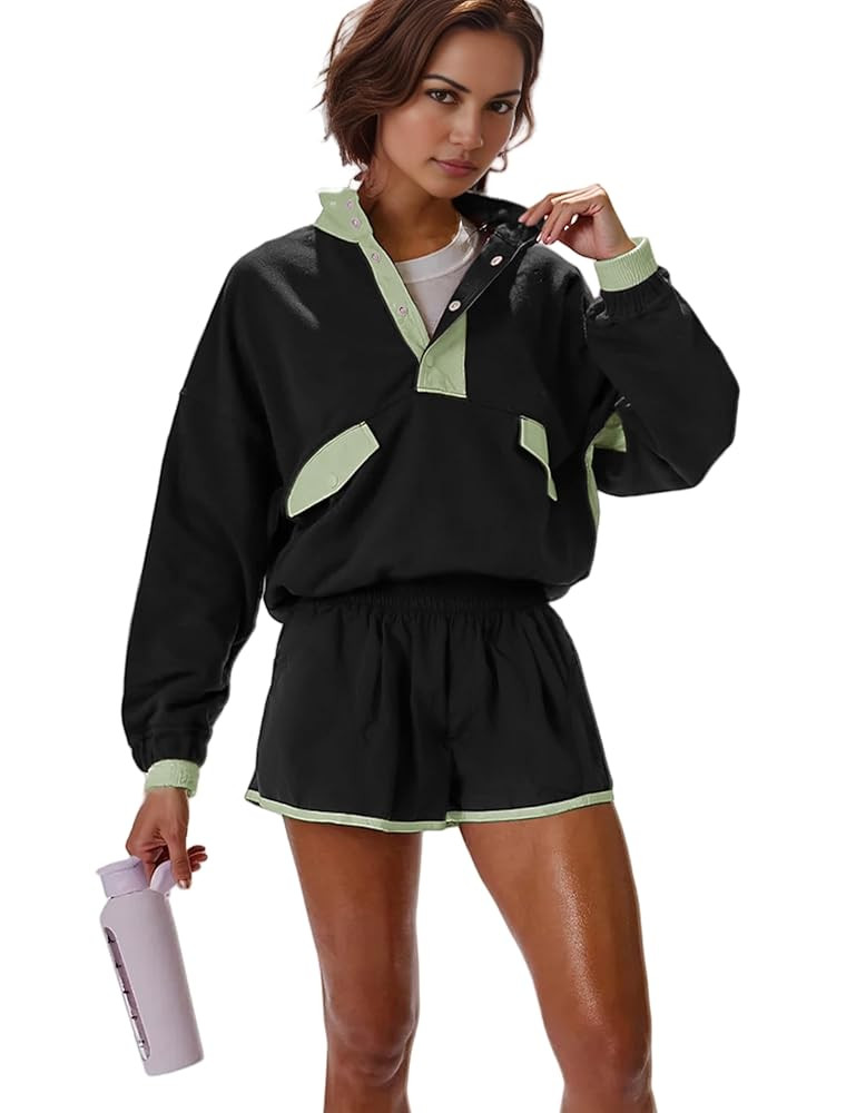 Women's Two Piece Short Sets Summer Lounge Sweatsuits Long Sleeve Outfits Travel Tracksuit with P... | Amazon (US)