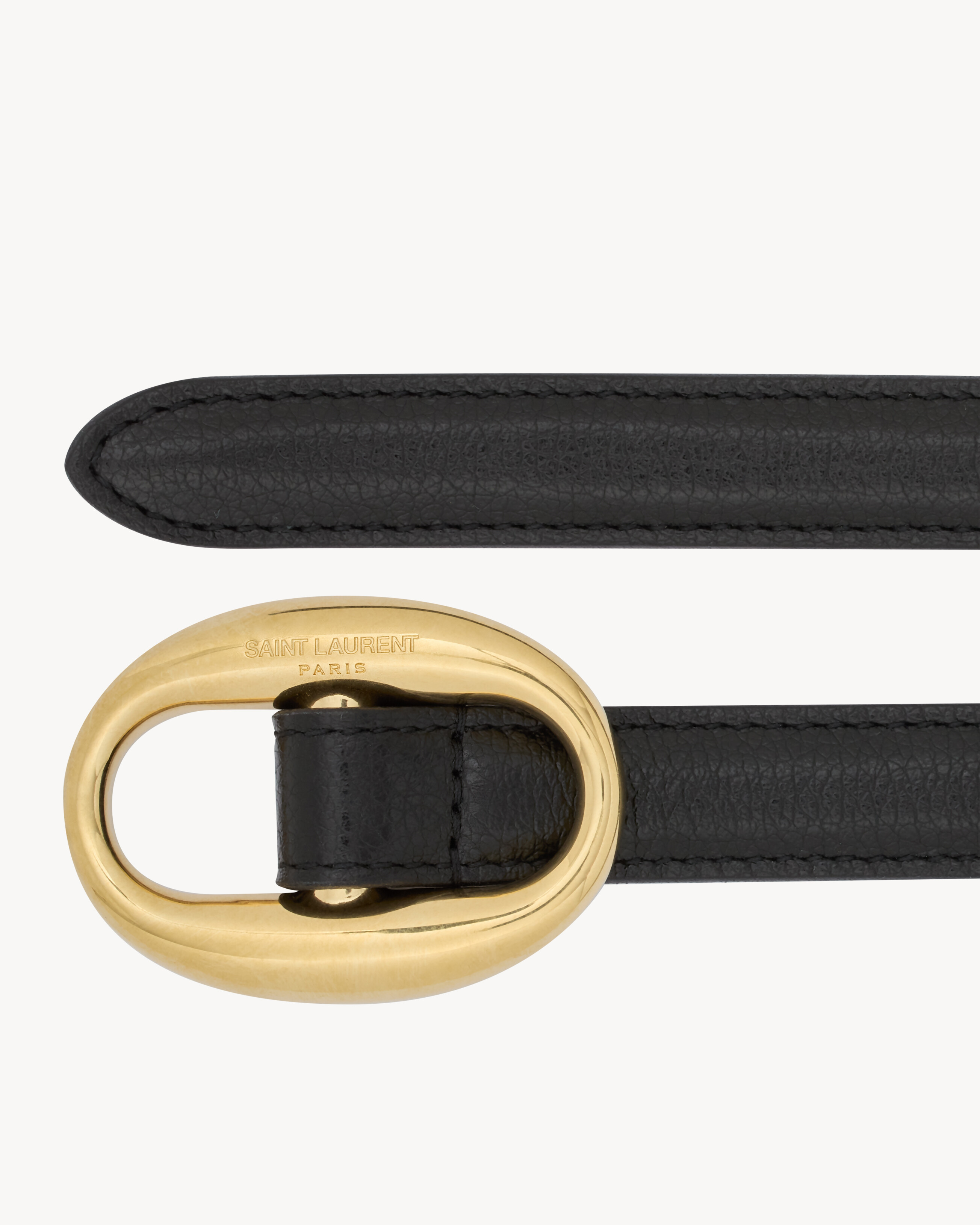 oval buckle thin belt in smooth leather | Saint Laurent Inc. (Global)