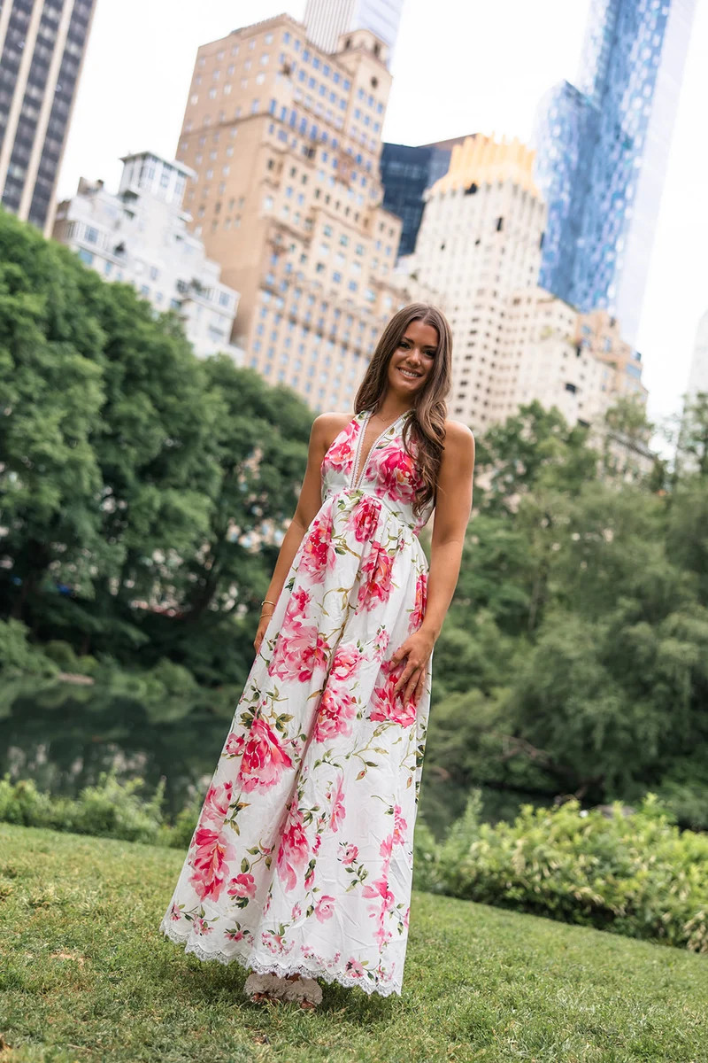 Cherry Hill Halter Maxi - White / Pink | Ave and Liv Boutique