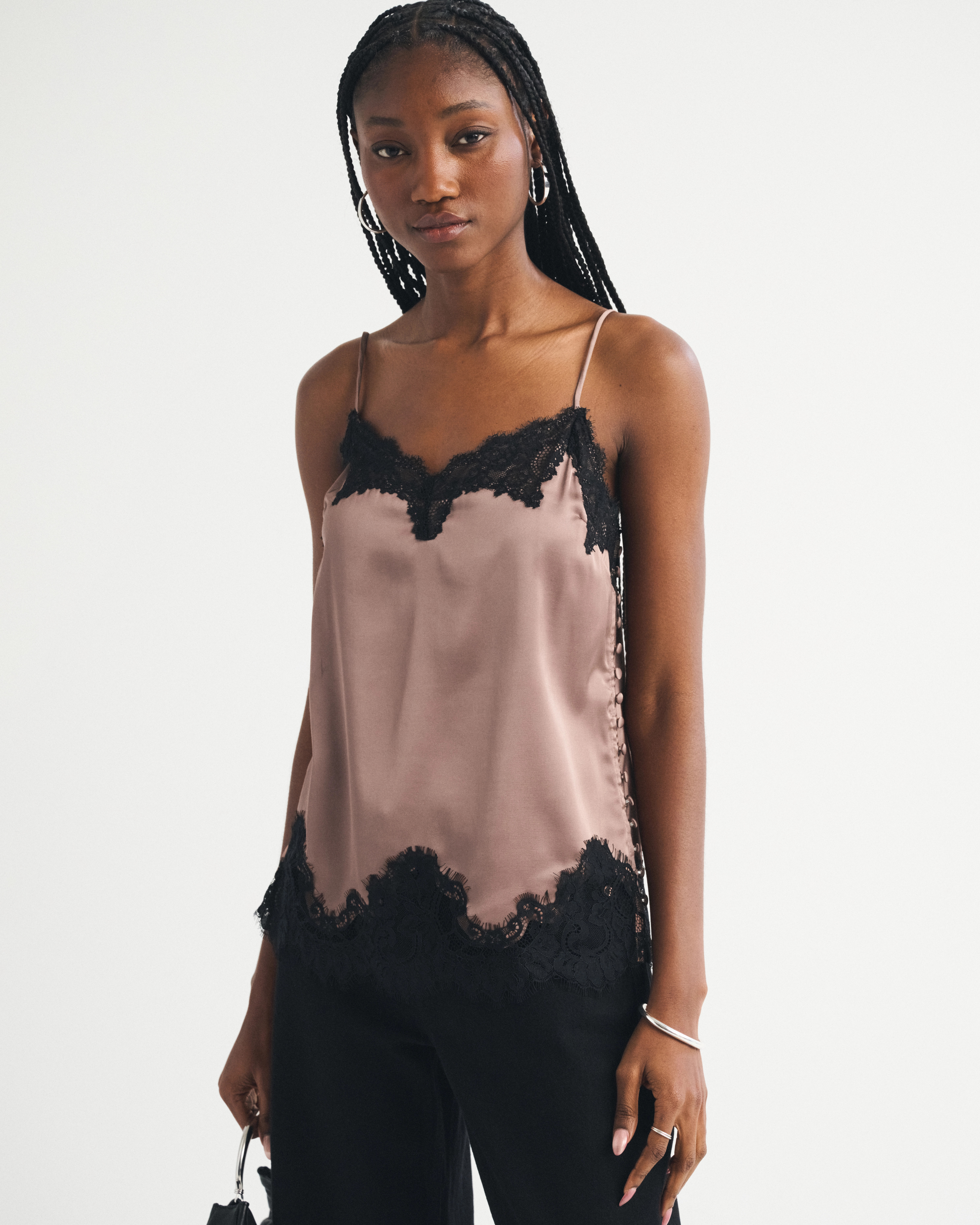 Lace and Satin Slip Cami | Abercrombie & Fitch (US)