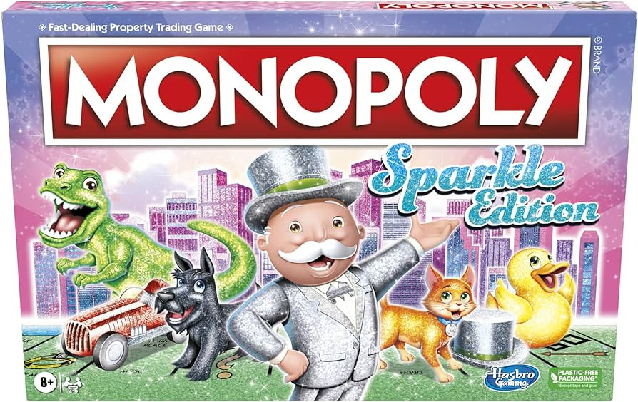 Hasbro Gaming Monopoly Sparkle Edition Board Game, Family Games, with Glittery Tokens, Pearlescen... | Amazon (US)