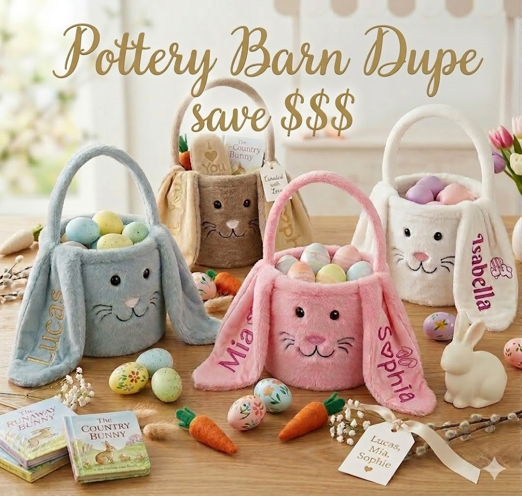 🌸I found The Ultimate Pottery Barn Easter Basket Dupe from Amazon 🐰✨

Can you believe these are under 20.00!? If you love the high-end, plush personalized look from Pottern Barn Kids but don’t want to pay that hefty investment price, this is the exact dupe I found! They are SO soft, the faces are identical, and you can get them personalized with your little one’s name, the year, or anything you wish. 💖

Yes, there is STILL time to order these and get them personalized for boys and girls before Easter morning! 🏃‍♀️💨

They are linked along with all my favorite non-candy basket fillers (see my other post for those!) in my “Easter 2026” favorites list below! 🥂🐣

#PotteryBarnDupe #LtkHoliday #LtkSeasonal #LtkKids #LtkUnder50 #EasterMustHaves #EasterBasket #PersonalizedGift #PersonalizedEasterBasket #EasterBasketFillers #MomHacks #EasterIdeas #PBKDupe #EasterMorning #SpringHome
