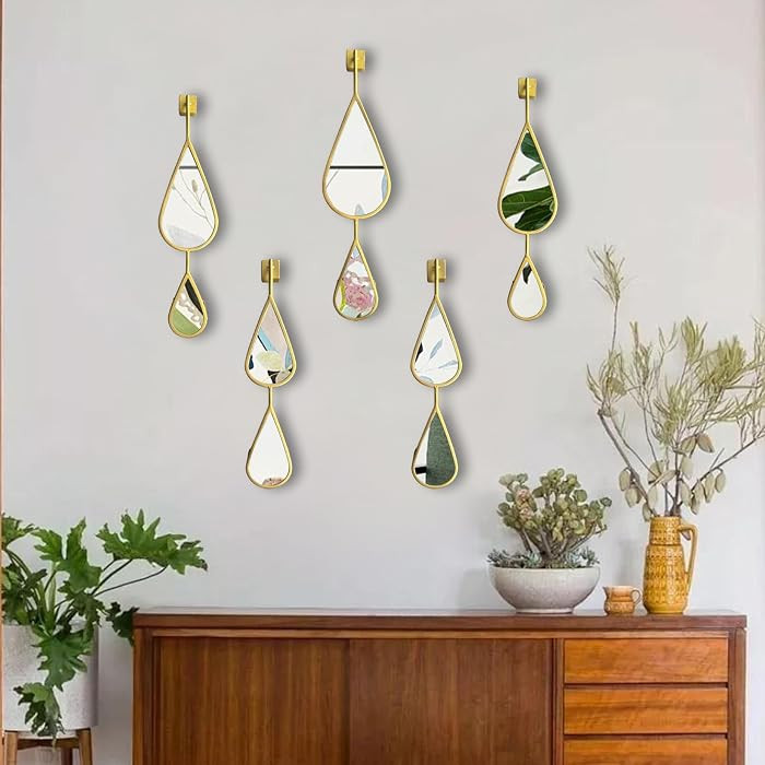 Wall Mirrors Decorative, Gold Tear Drop Shape Mirrors for Wall of Entryway, Living Room, Bedroom,... | Amazon (US)