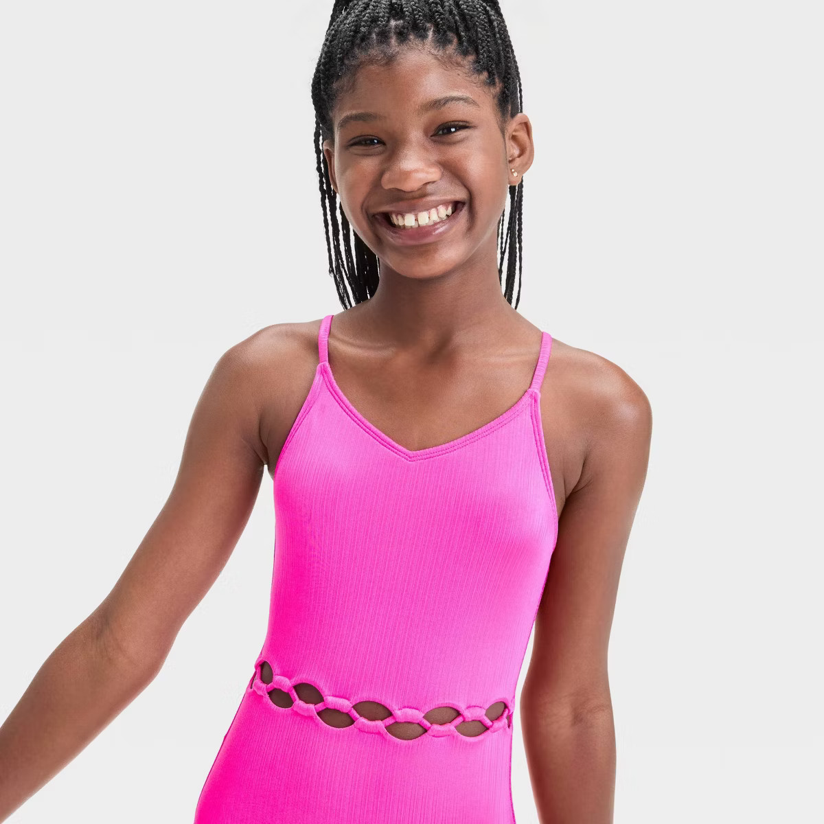 Girls' Solid One Piece Swimsuit - art class™ Pink | Target